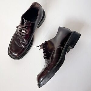 Vintage 90s J Crew Chunky Leather Derby Shoes Lug Sole Square Toe Mens Size 10.5